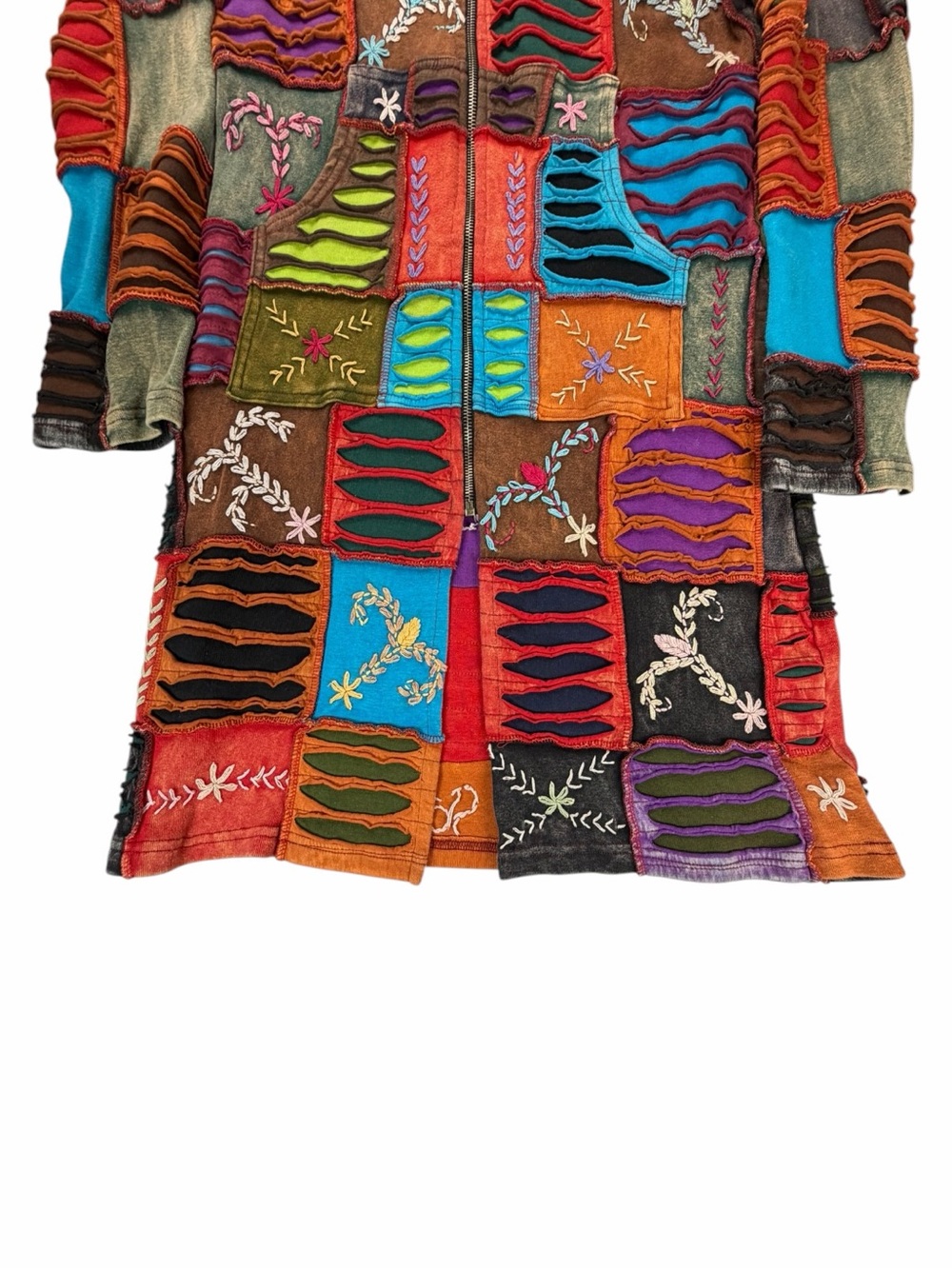 Vintage Hippie Boho Rising International Embroidered Full-Zip Hooded Jacket M - Picture 3 of 11